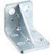 An Avantco metal corner hinge bracket with holes on the side.