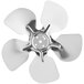 A close-up of a Narvon metal fan blade.
