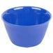 A Carlisle ocean blue melamine bouillon cup with a handle.