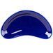 A blue crescent-shaped plate with a white background.