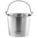 A silver metal Vollrath dairy bucket with a handle.