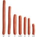 A row of Nathan's Famous 6" Beef Franks in packaging.
