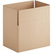 A Lavex kraft cardboard shipping box with a cut out top on a white background.