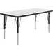 A white rectangular Correll activity table with black legs.