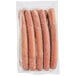 A package of Nathan's Famous beef franks in plastic packaging.