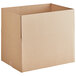 A Lavex Kraft cardboard shipping box with the lid open.