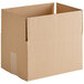 A close-up of a Lavex cardboard shipping box with a cut out top.