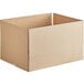 A Lavex Kraft cardboard shipping box with a cut out top.