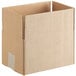 A white rectangular object with a brown border, a Lavex Kraft cardboard shipping box.