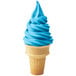 A blue ice cream cone with Frostline blue cookie dough soft serve mix.