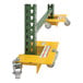 A pair of yellow Vestil steel pallet rack lifting dollies.