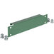 A green steel rectangular Vestil pallet racking frame spacer with screws.