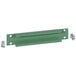A green metal rectangular plate with screws.