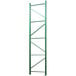 A green metal Vestil pallet racking frame.