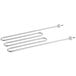 A close-up of three stainless steel heating rods for an Avantco broiler.