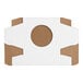 A flat, unfolded white bakery box with a circular window in the center.