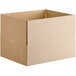 A Lavex kraft corrugated shipping box with a cut out top.