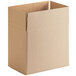 A Kraft corrugated cardboard box with a cut out top.