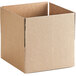 A Lavex kraft cardboard shipping box with a cut out top.