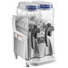 A white and stainless steel Bunn Ultra NX slushy machine with two containers on top.