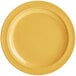 A yellow Acopa Foundations narrow rim melamine plate.