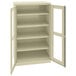 A beige Tennsco storage cabinet with open C-Thru doors.
