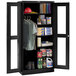 A black Tennsco metal combination cabinet with open C-thru doors.