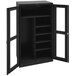 A black metal Tennsco combination storage cabinet with open C-Thru doors.