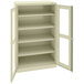 A beige metal cabinet with open C-Thru doors.