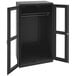 A black metal Tennsco Deluxe wardrobe cabinet with C-Thru doors.