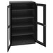 A black metal Tennsco storage cabinet with C-Thru doors.