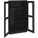A black Tennsco combination cabinet with C-Thru doors on shelves.