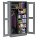 A dark gray metal Tennsco combination cabinet with open C-Thru doors.