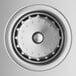 A close up of a Regency stainless steel wall-mounted hand sink with circular metal objects with holes.