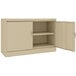 A tan Tennsco metal storage cabinet with solid doors.