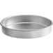 An 11" round silver aluminum deep dish pizza pan.