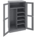 A dark gray Tennsco metal combination cabinet with open C-Thru doors.
