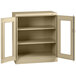 A tan Tennsco metal storage cabinet with open C-Thru doors.