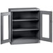 A Tennsco dark gray metal storage cabinet with open C-Thru doors.