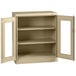 A tan Tennsco metal storage cabinet with open C-Thru doors.