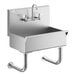 A stainless steel Regency wall-mounted utility sink with a faucet.