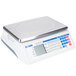 A Cardinal Detecto D60 white electronic scale with a silver lid.