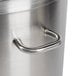 A Robot Coupe stainless steel bowl assembly with a handle.