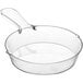 A clear plastic mini frying pan with a handle.
