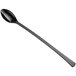 A Visions black plastic tasting spoon with a long handle.