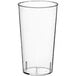 A clear plastic cup with a white background.