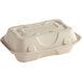 A World Centric compostable fiber hoagie box with a lid.