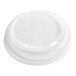 A white compostable travel lid designed for 10-20 oz. paper hot cups.