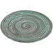An Elite Global Solutions green and brown swirly melamine plate.