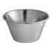 A silver stainless steel GET condiment cup.